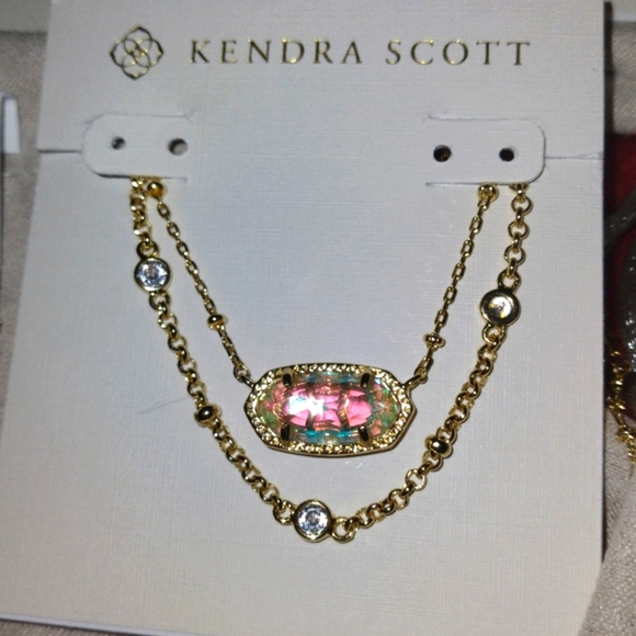 New Elisa Dichroic Glass Gold Multi Strand Necklace - Picture 1 of 7